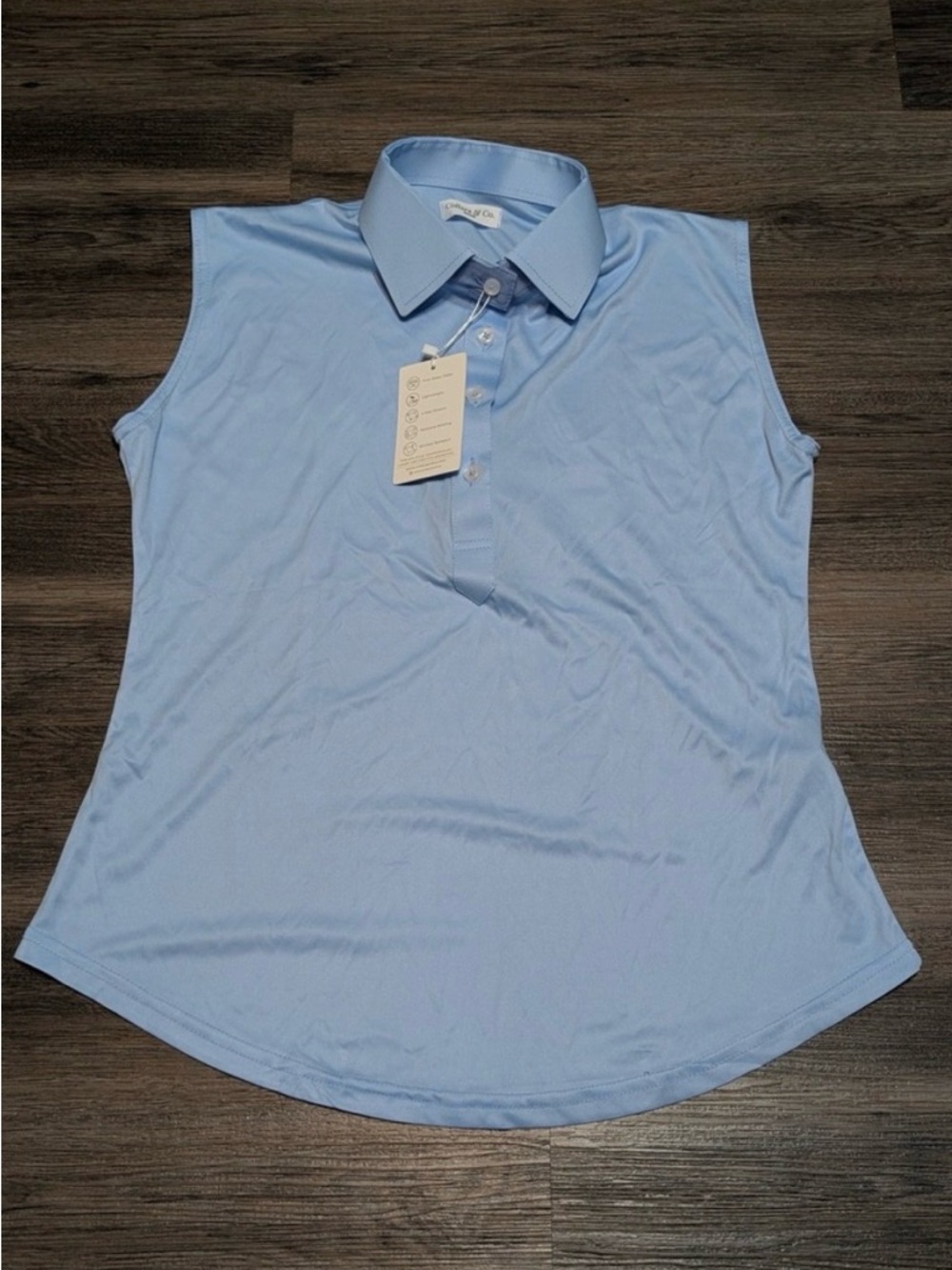 Collars & Co Light Blue Sleeveless Polo Golf Top Womens